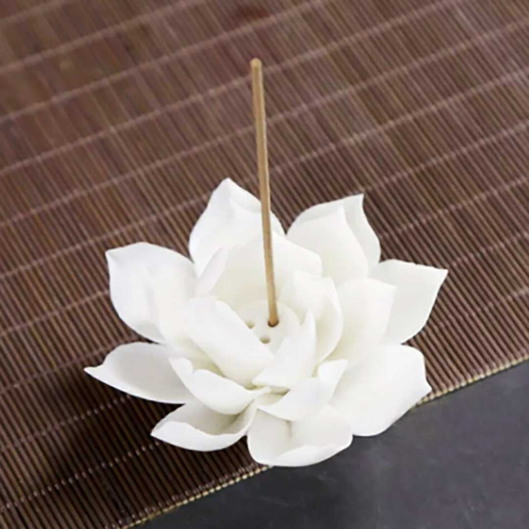 お香 | 蓮の花 お香立て ホワイト インテリア香炉