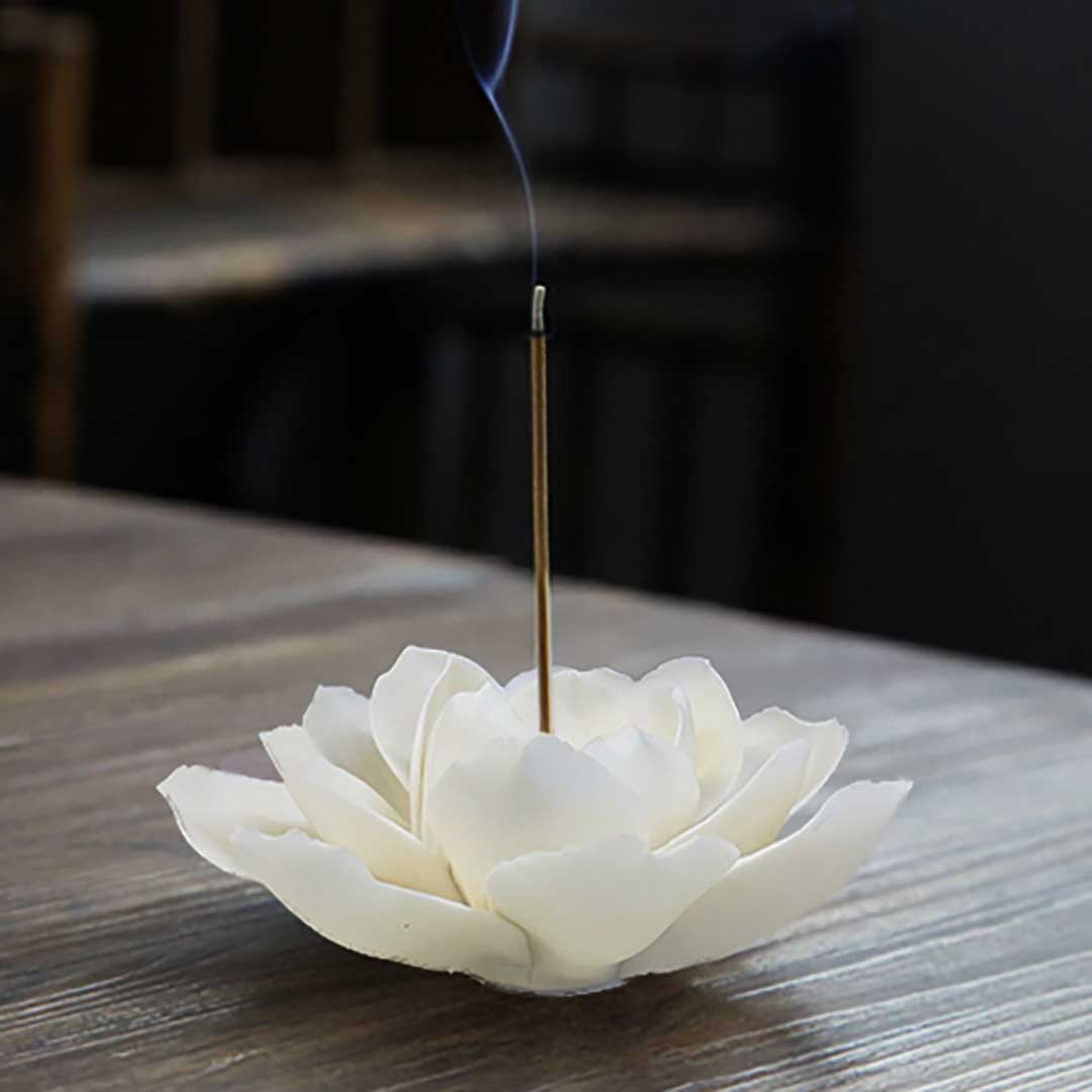 お香 | 蓮の花 お香立て ホワイト インテリア香炉