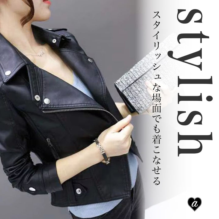 アウター ジャケット | レディースPUレザーライダースジャケット シンプル軽量