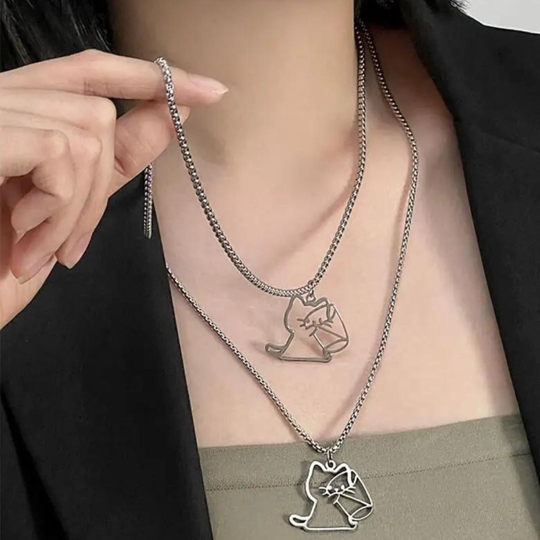 ネックレス | 猫のネックレス ユニセックス HIPHOPジュエリー