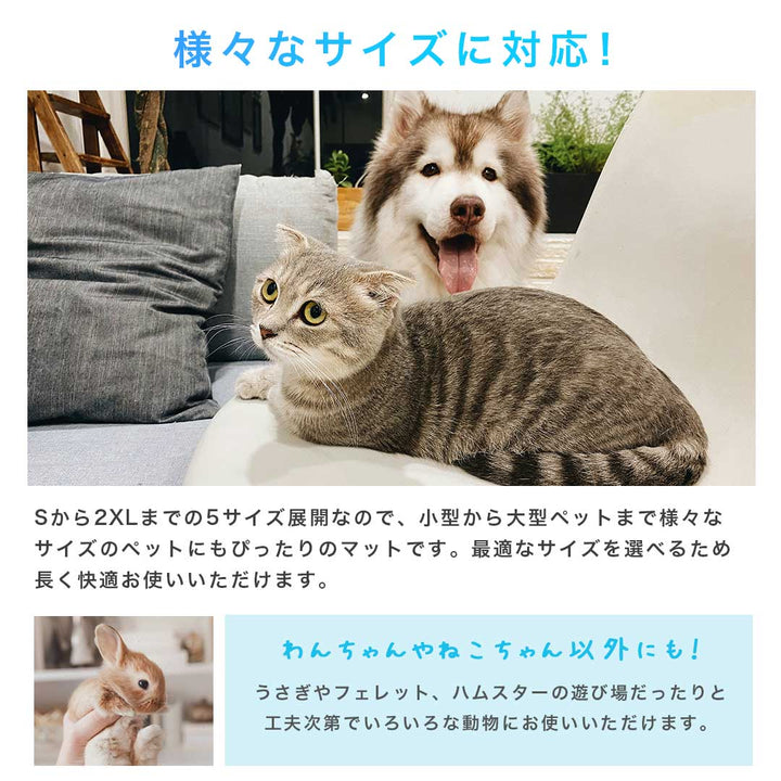 ペットグッズ | 接触冷感ペット用クールマット2XL - 犬猫兼用、洗える、グレーorブルー