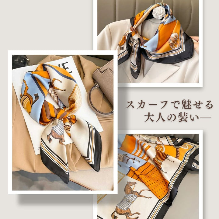 小物 その他 | 馬柄サテンスクエアスカーフ レディース全3色