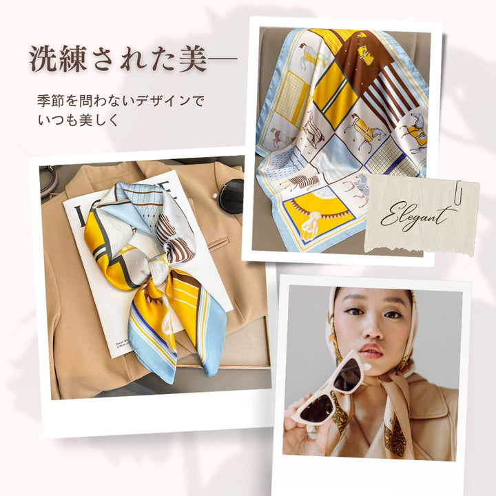 小物 その他 | 馬柄サテンスクエアスカーフ レディース全3色