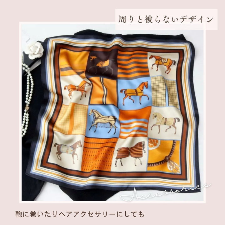 小物 その他 | 馬柄サテンスクエアスカーフ レディース全3色