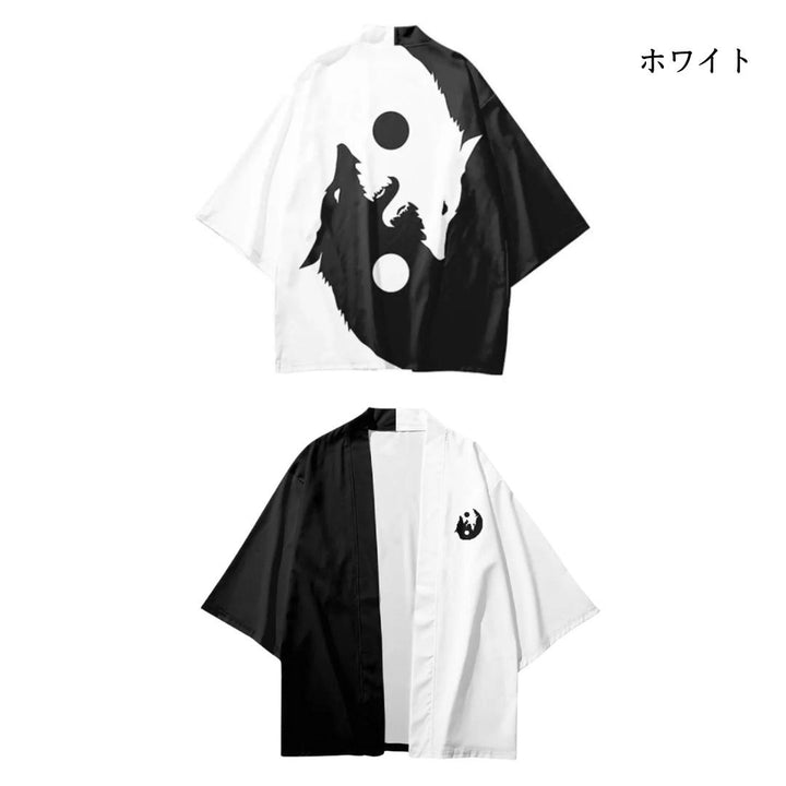 はっぴ 和服 | 陰陽狼デザイン法被・はんてん Lサイズ 和柄お祭り衣装