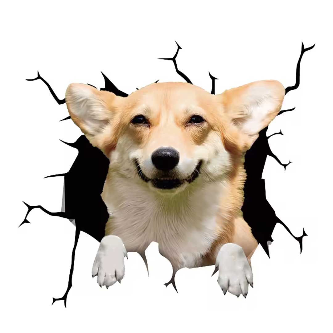 車 アクセサリー | 3D飛び出すわんちゃんステッカー - 車用ドレスアップグッズ