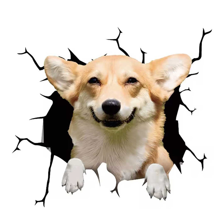 車 アクセサリー | 3D飛び出すわんちゃんステッカー - 車用ドレスアップグッズ