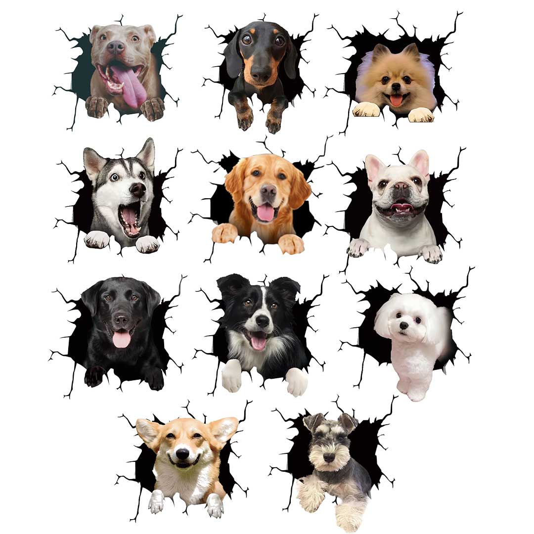 車 アクセサリー | 3D飛び出すわんちゃんステッカー - 車用ドレスアップグッズ