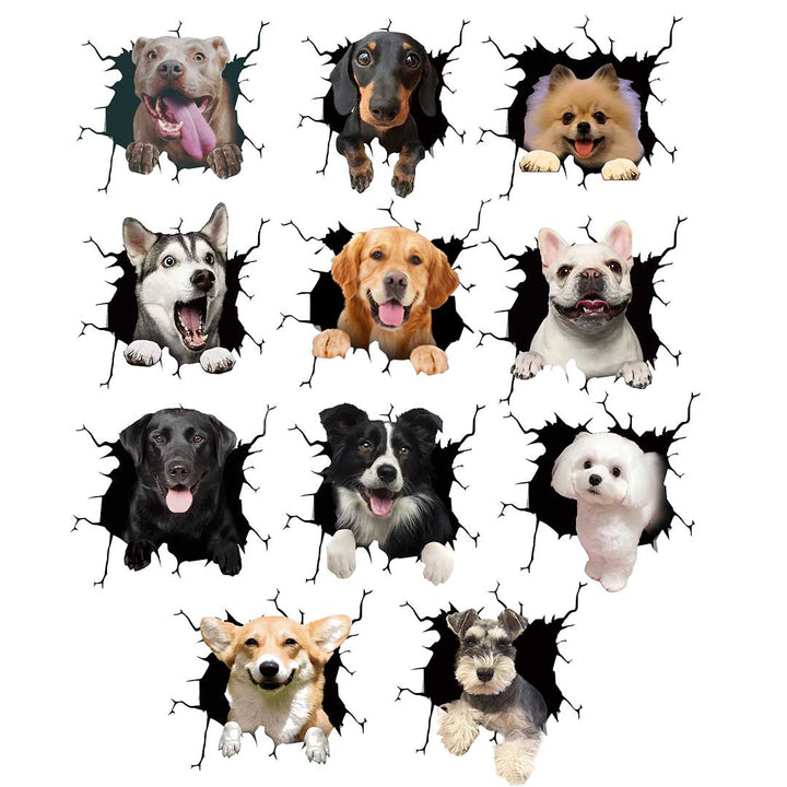 車 アクセサリー | 3D飛び出すわんちゃんステッカー - 車用ドレスアップグッズ