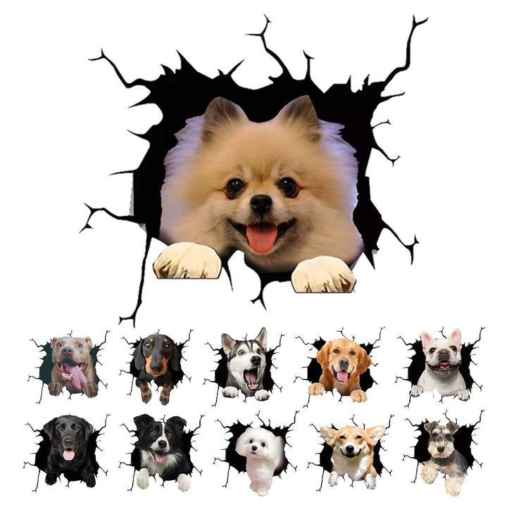 車 アクセサリー | 3D飛び出すわんちゃんステッカー - 車用ドレスアップグッズ