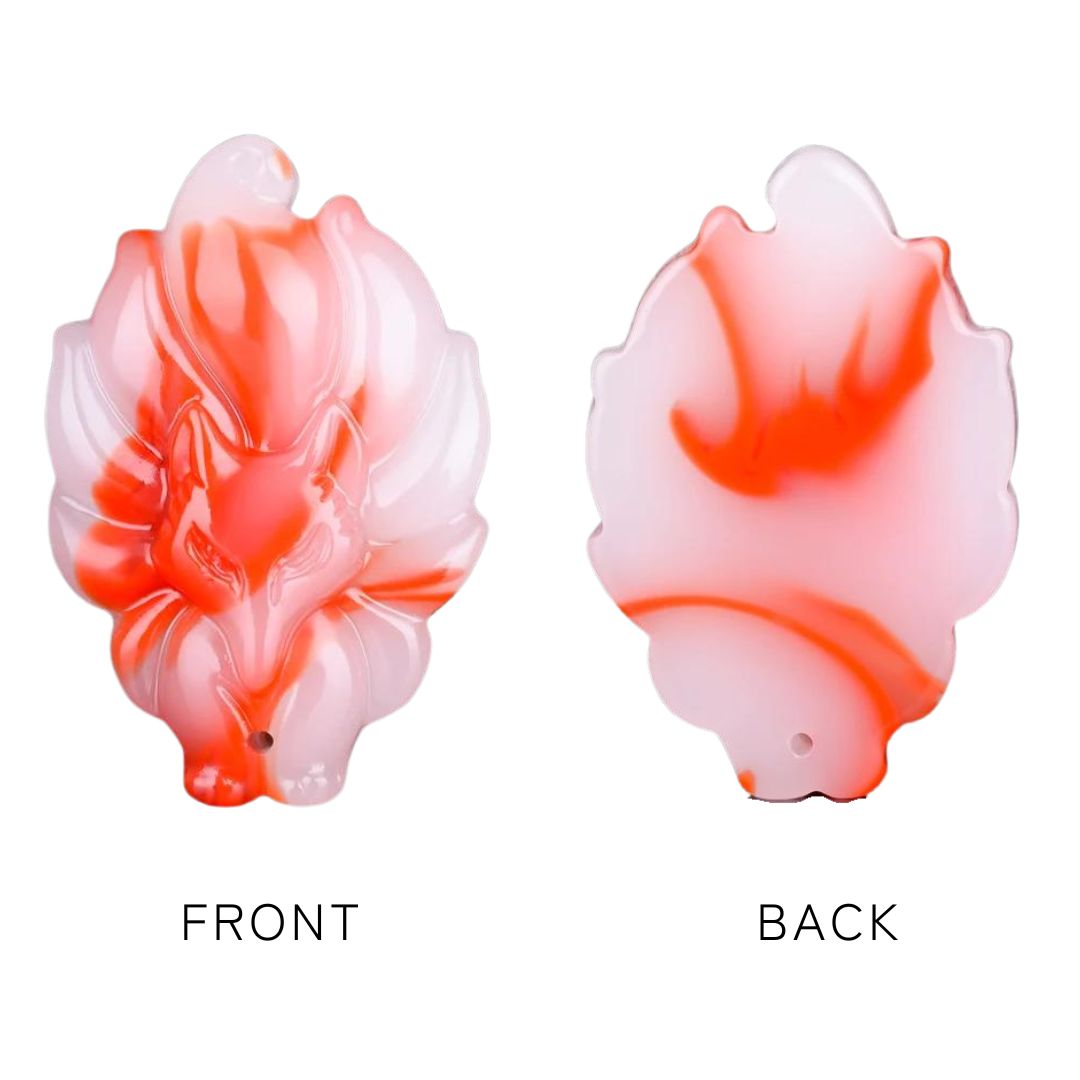 風水 アクセサリー | 赤翡翠ネックレス 九尾キツネ 開運アクセサリー