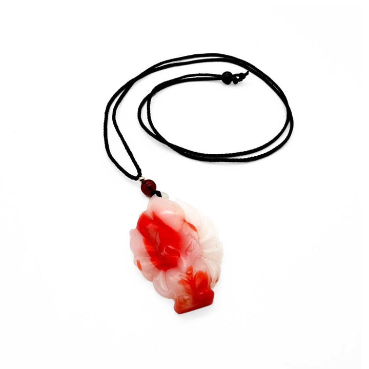 風水 アクセサリー | 赤翡翠ネックレス 九尾キツネ 開運アクセサリー