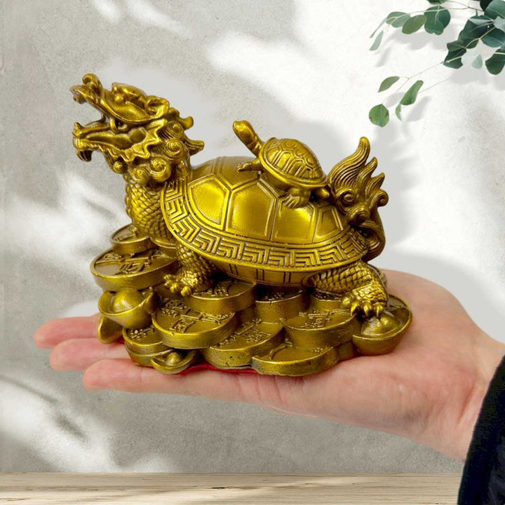 風水 インテリア | 開運龍亀ブロンズ置物 - 金運・財運向上 ロングイ