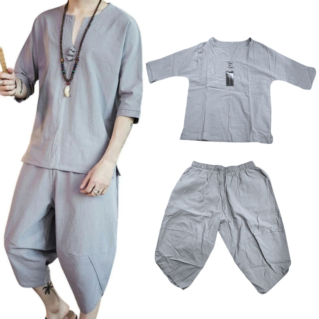 男性ファッション その他 | メンズ甚平風カジュアルセットアップ | 2色・2サイズ | 夏祭り・部屋着に最適