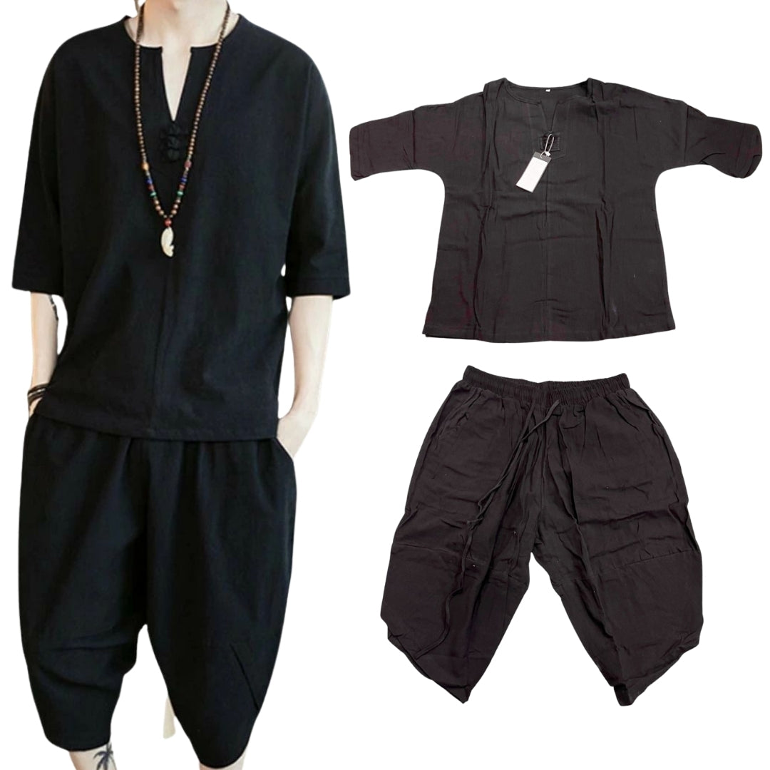 男性ファッション その他 | メンズ甚平風カジュアルセットアップ | 2色・2サイズ | 夏祭り・部屋着に最適