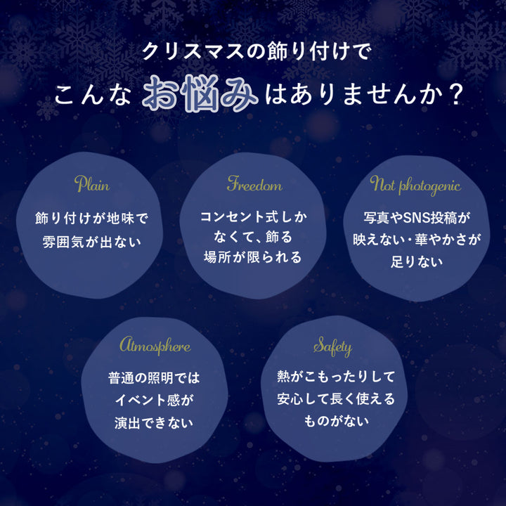 イベントグッズ | クリスマスイルミネーションライト 2m 防水電池式（サンタ・雪だるま・トナカイ）