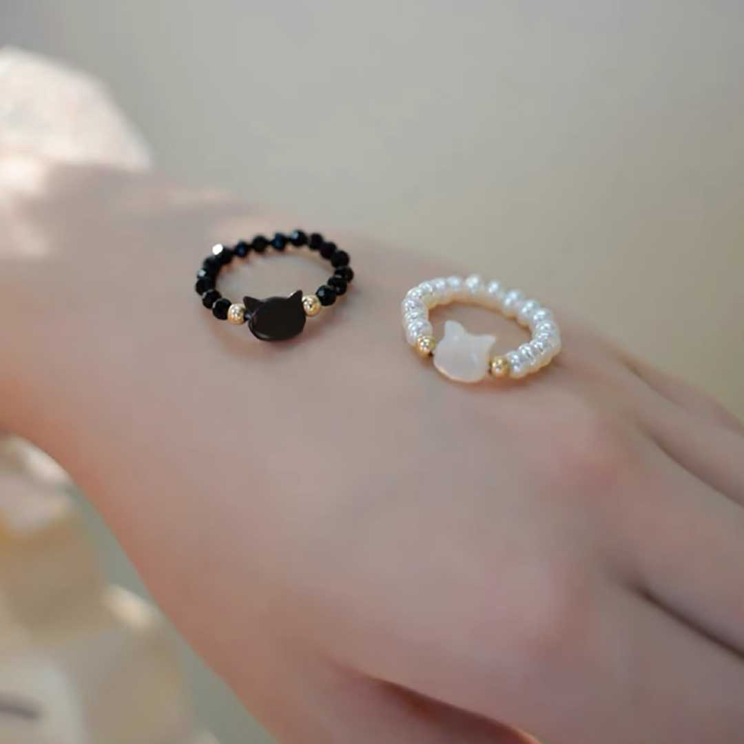 リング | 猫モチーフ ビーズリング アクセサリー【男女兼用】