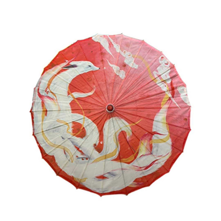 コスプレ小物 | 九尾妖狐和風日傘 UVカット・軽量【レッド/ブラック】