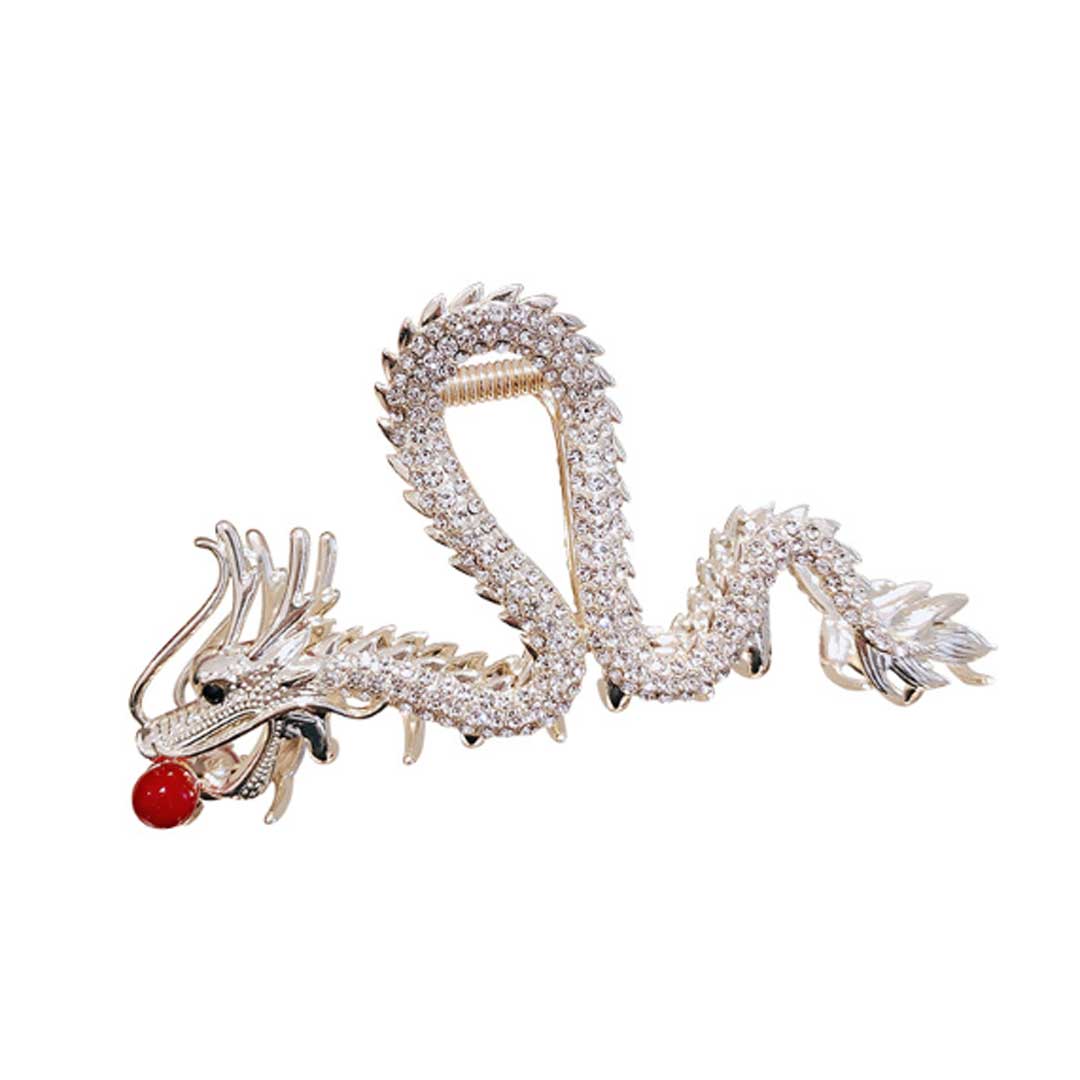 ヘアアクセサリー | 龍と赤玉のゴールドヘアクリップ