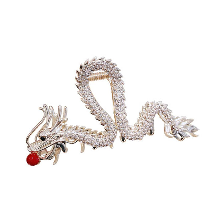 ヘアアクセサリー | 龍と赤玉のゴールドヘアクリップ