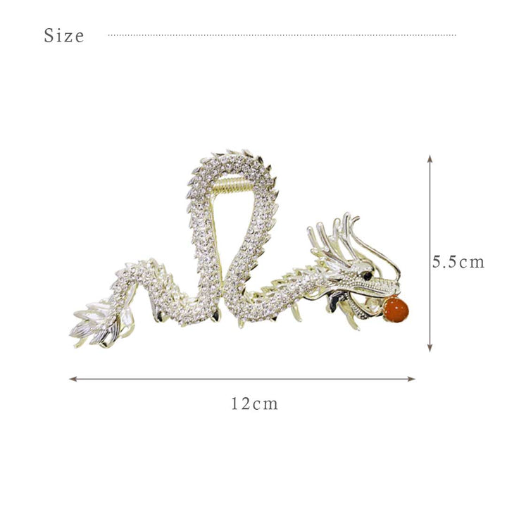 ヘアアクセサリー | 龍と赤玉のゴールドヘアクリップ