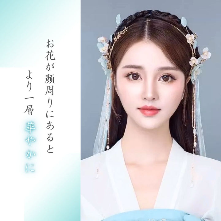 ヘアアクセサリー | 淡い青の花 ヘアアクセサリー - シンプルオリエンタルデザイン