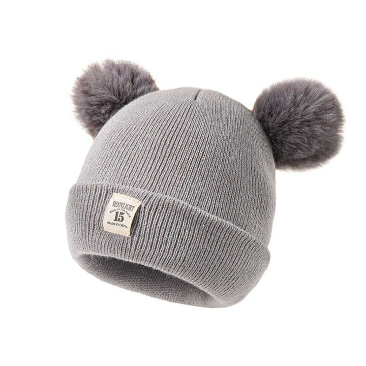 赤ちゃん用品 | くま耳ポンポン付きニット帽 子供・赤ちゃん用