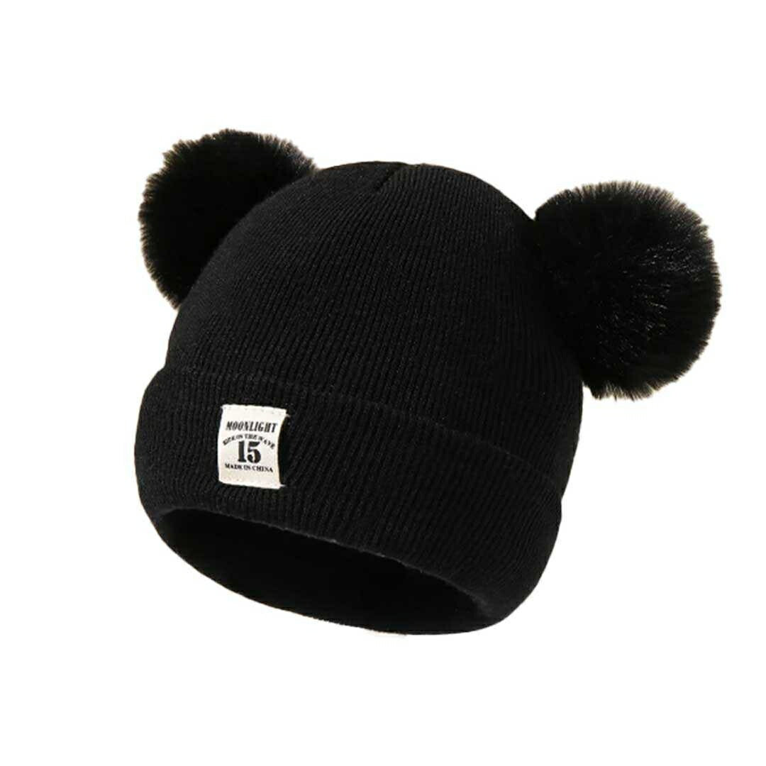 赤ちゃん用品 | くま耳ポンポン付きニット帽 子供・赤ちゃん用