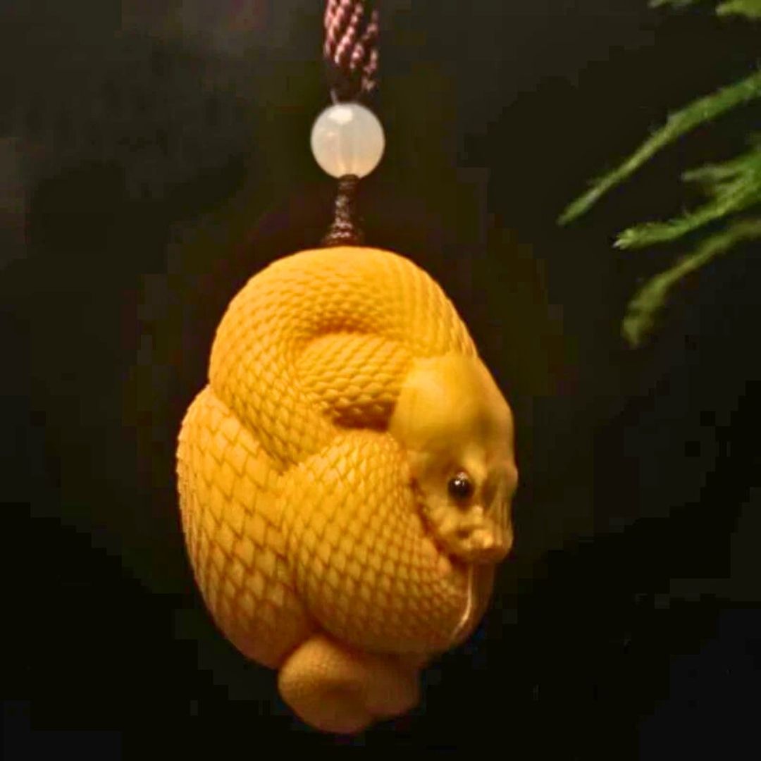 風水 アクセサリー | 蛇の彫刻キーホルダー 干支お守り 風水アクセサリー