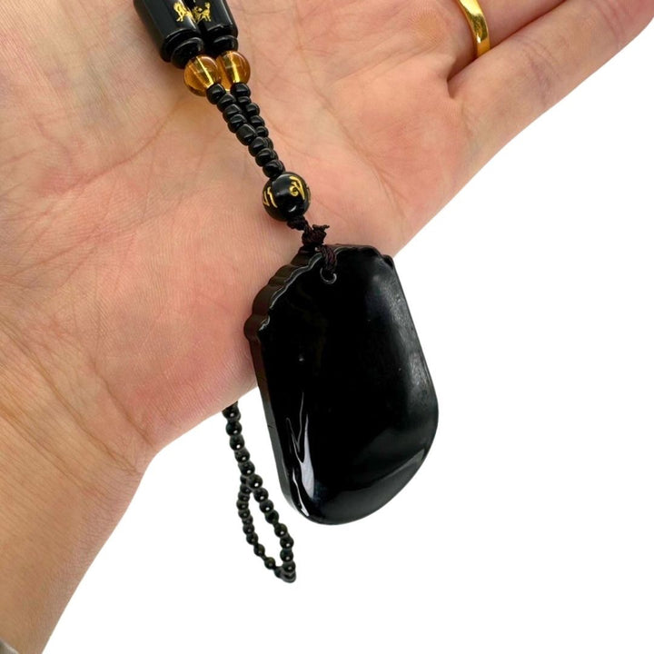 風水 アクセサリー | 黒数珠ネックレス「馬」開運アクセサリー