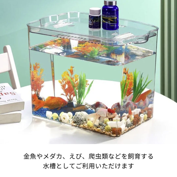 ペットグッズ | メダカ・金魚用クリアアクアリウム - 蓋付きプラスチック水槽