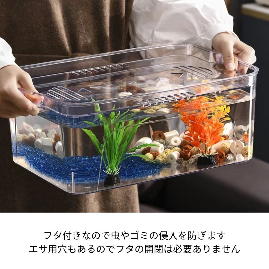 ペットグッズ | メダカ・金魚用クリアアクアリウム - 蓋付きプラスチック水槽