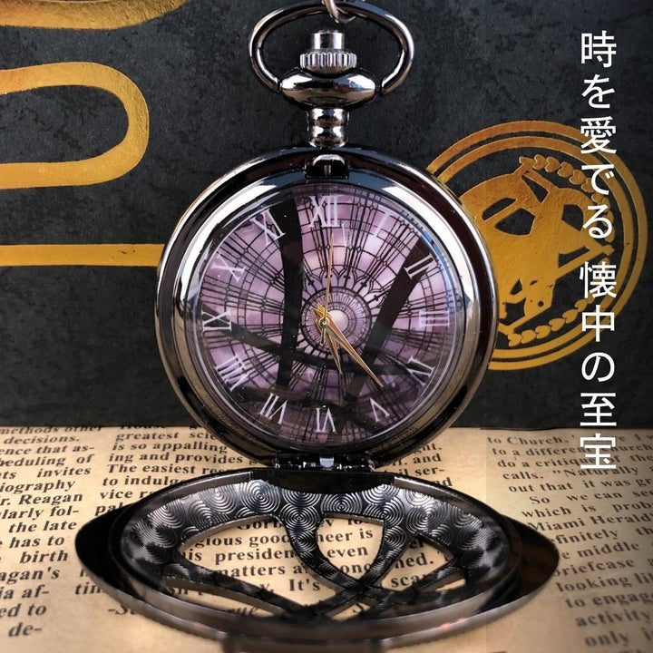 腕時計 | アンティーク風スケルトン懐中時計 ユニセックス シルバーブラック