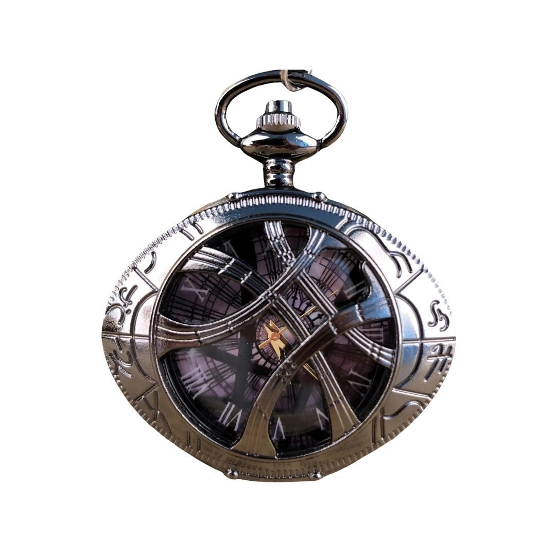 腕時計 | アンティーク風スケルトン懐中時計 ユニセックス シルバーブラック