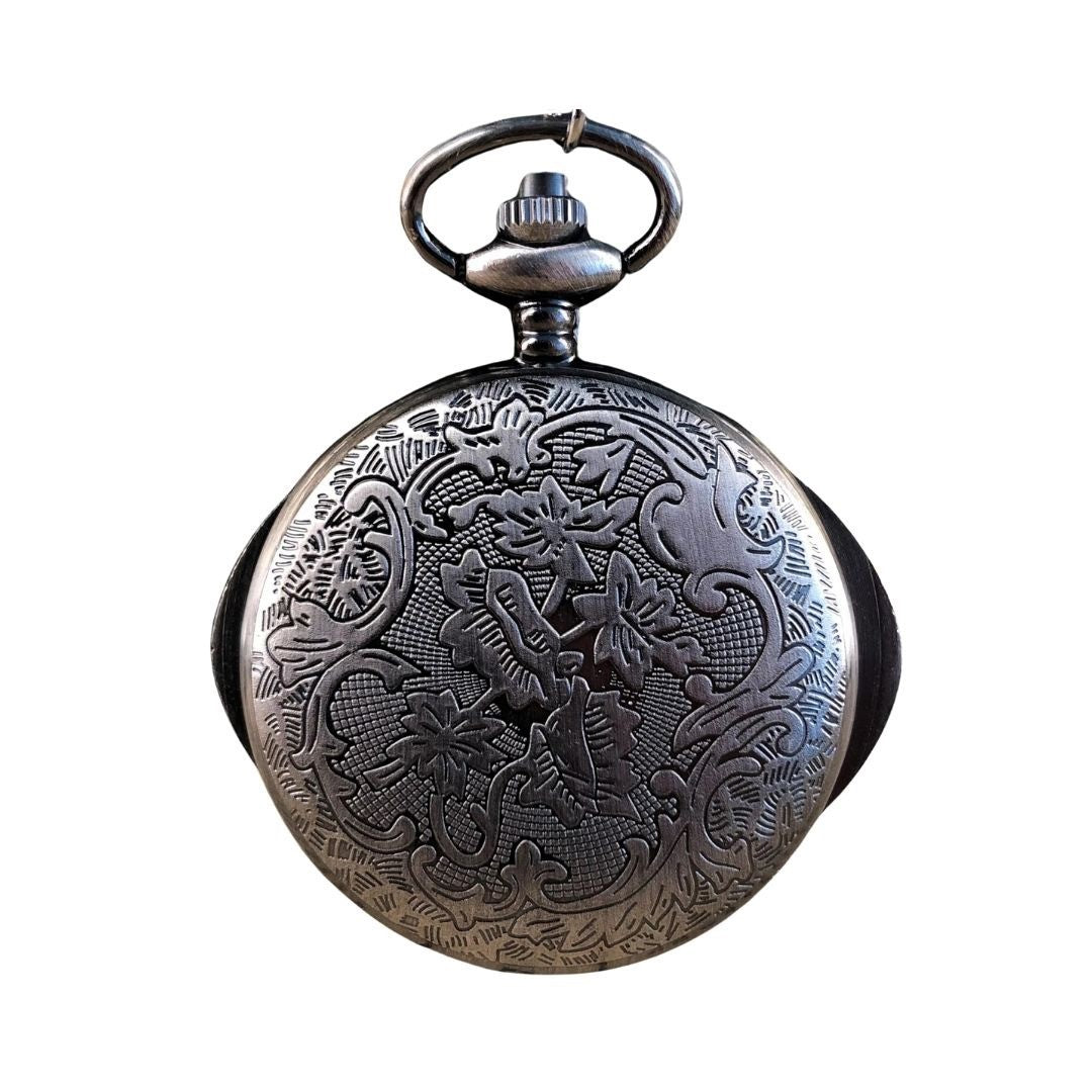 腕時計 | アンティーク風スケルトン懐中時計 ユニセックス シルバーブラック