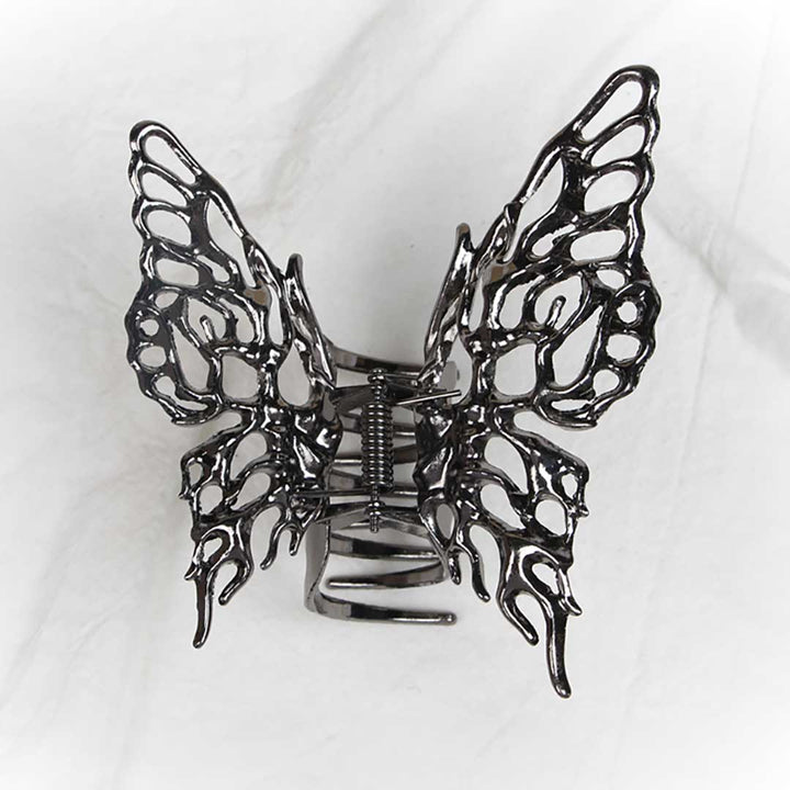 ヘアアクセサリー | シルバーブラック蝶モチーフ ヘアクリップ アンティーク調