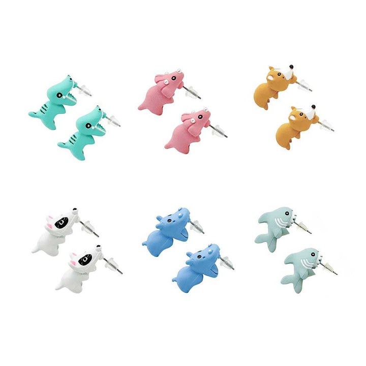 ピアス イヤーカフ | 恐竜・犬・サメ立体ピアス 2個セット