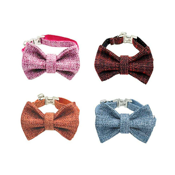 ペットグッズ | おしゃれな蝶ネクタイ付き首輪 - 鈴付き、調節可能、小型犬・猫用