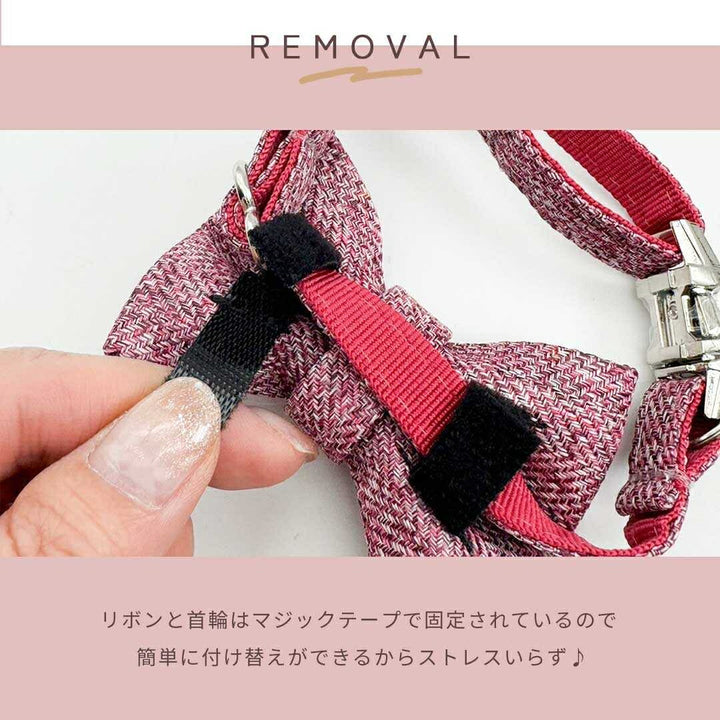 ペットグッズ | おしゃれな蝶ネクタイ付き首輪 - 鈴付き、調節可能、小型犬・猫用