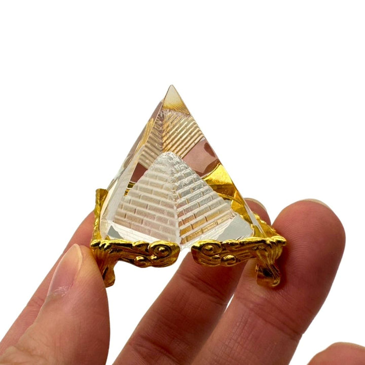 風水 インテリア | 黄金台座のオルゴナイト・ピラミッド 4.5cm | 浄化・癒しのインテリア置物