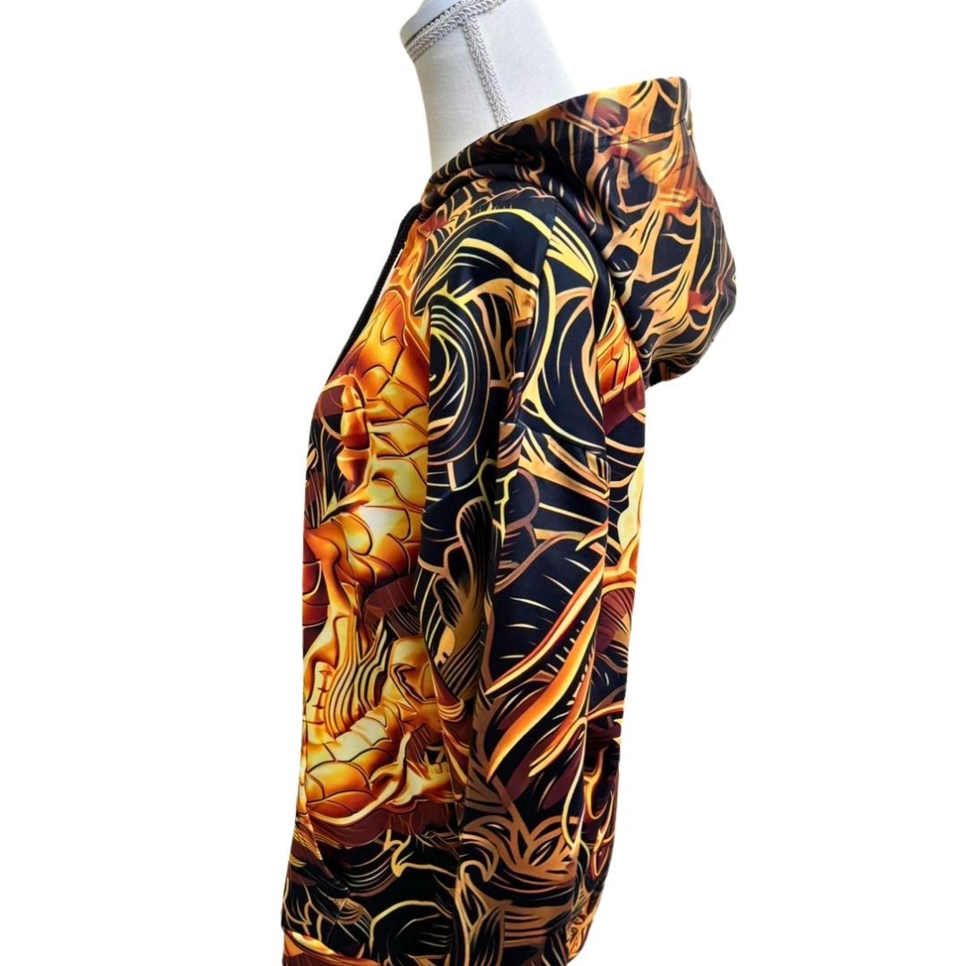 パーカー 男性 | 黄金龍フルジップパーカー メンズ ブラック・金色