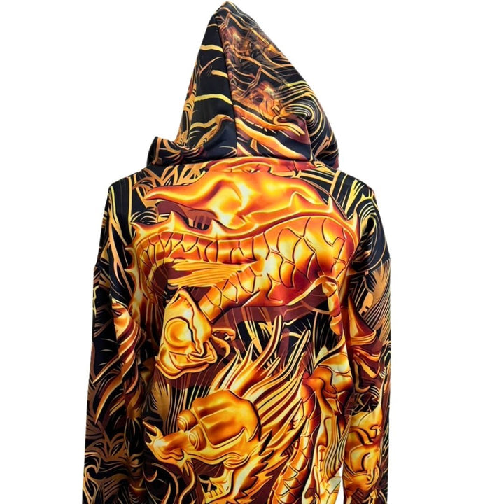 パーカー 男性 | 黄金龍フルジップパーカー メンズ ブラック・金色