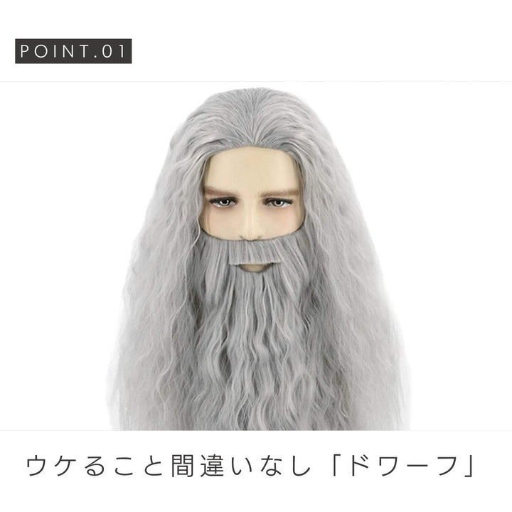 コスプレ小物 | ドワーフ風メンズウィッグ コスプレ用ふさふさヒゲ一体型