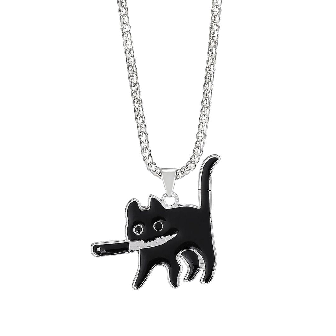 ネックレス | 黒猫ナイフネックレス ユニセックスHIPHOPジュエリー