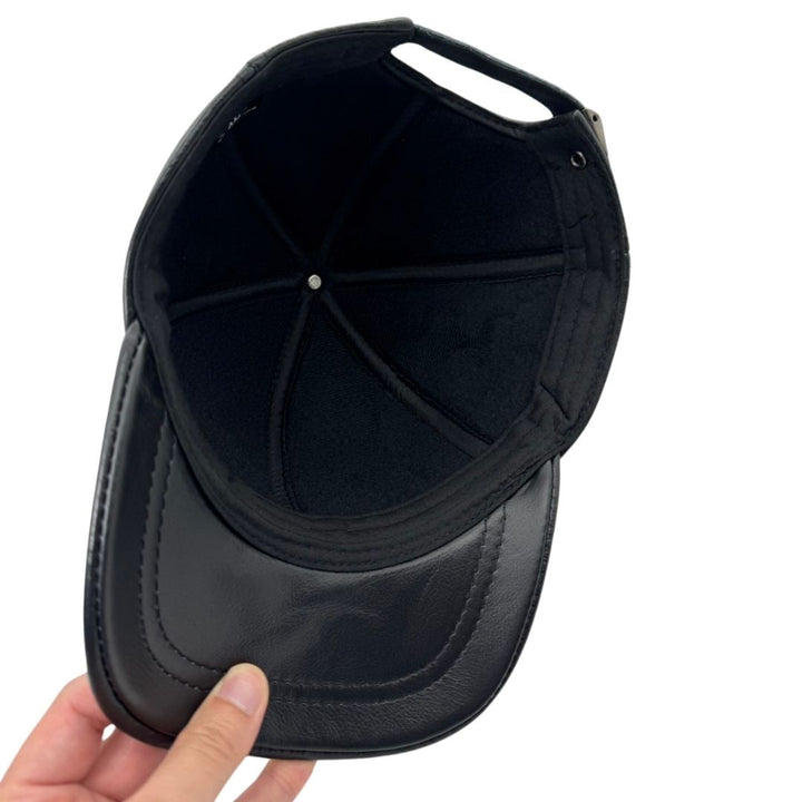 男性ファッション その他 | ブラックPUレザーキャップ ユニセックス調整可能