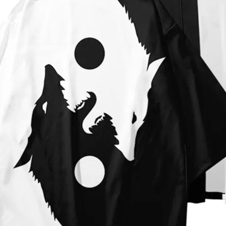 はっぴ 和服 | 陰陽狼デザイン法被・はんてん Lサイズ 和柄お祭り衣装