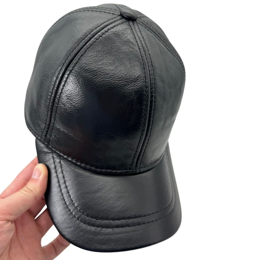 男性ファッション その他 | ブラックPUレザーキャップ ユニセックス調整可能