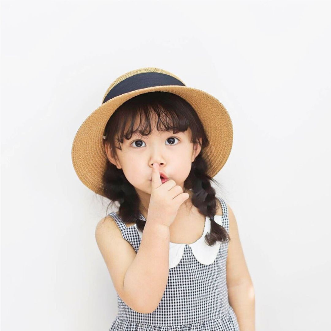 キャップ | リボン付き麦わら帽子 紫外線対策 親子ペアルック