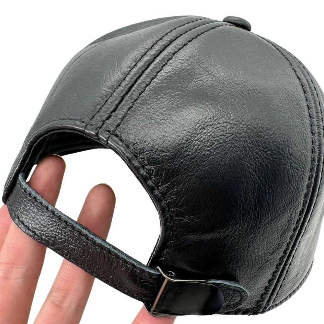 男性ファッション その他 | ブラックPUレザーキャップ ユニセックス調整可能