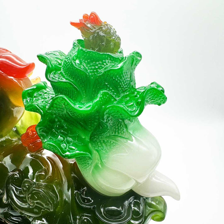 風水 インテリア | 招財龍と翡翠白菜の開運置物